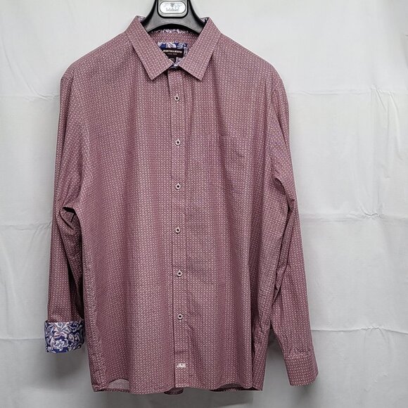 Johnston & Murphy Shirt Button Up Mens 3XL Flip Cuff Long Sleeve Geometric - Picture 1 of 15